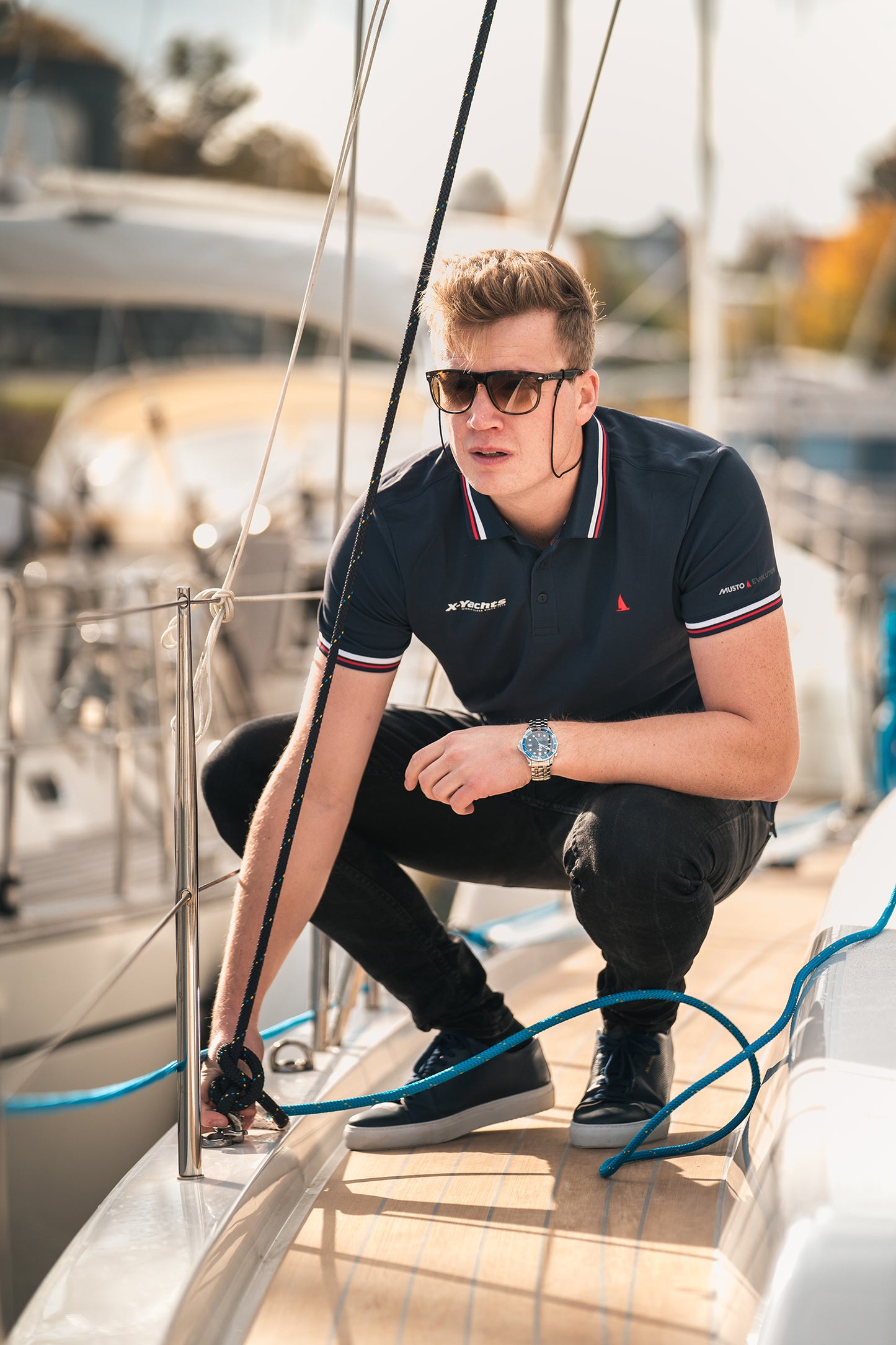 Musto Polo, navy w/stripes, Man