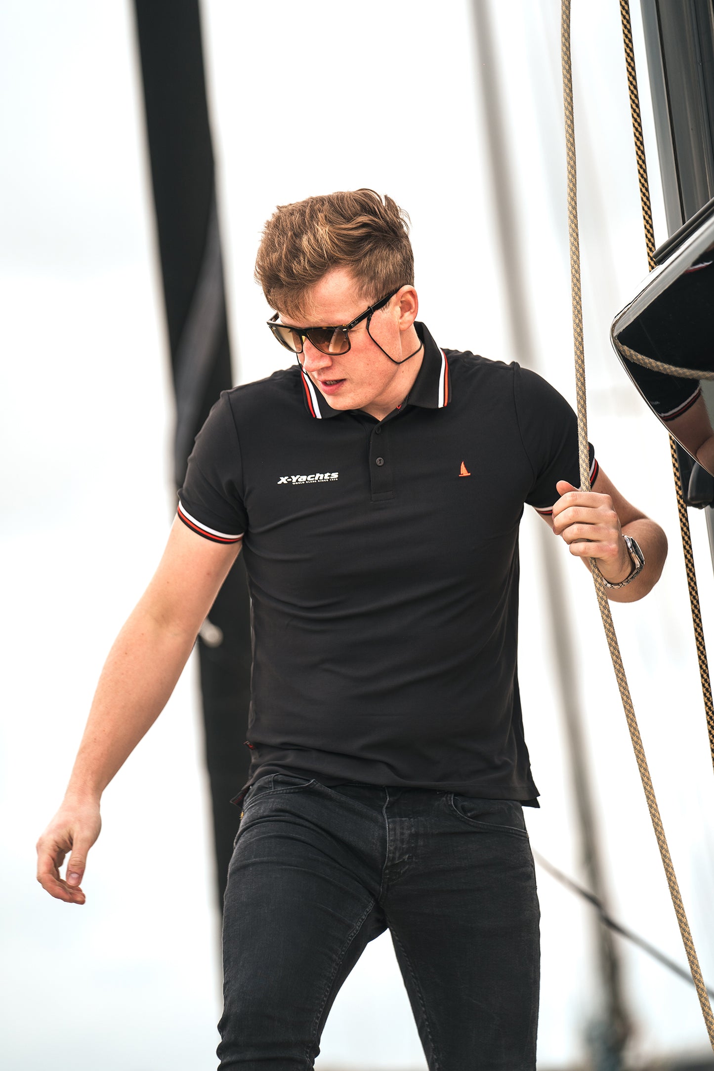 Musto Polo, Black w/stripes, Men
