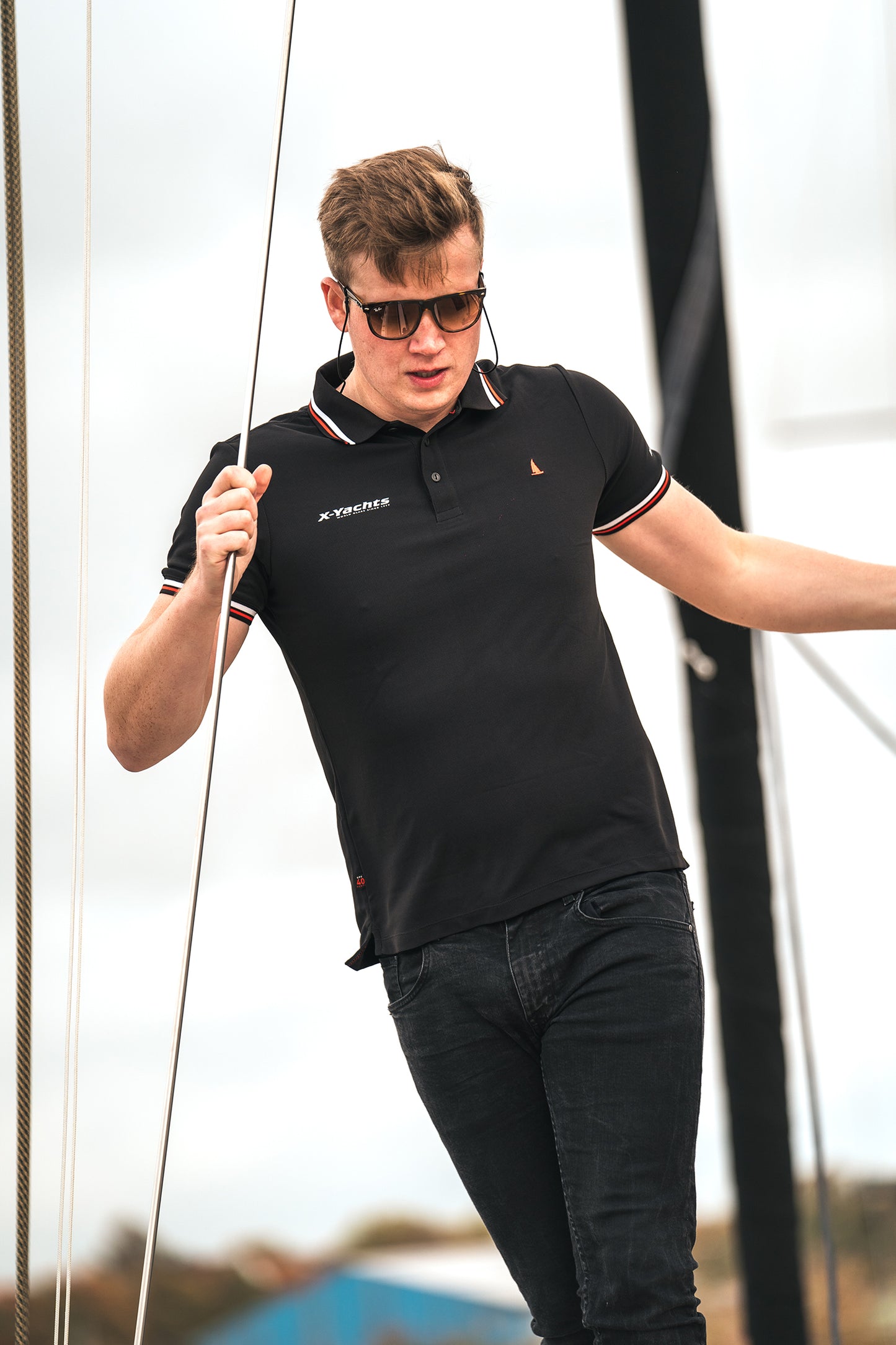 Musto Polo, Black w/stripes, Men