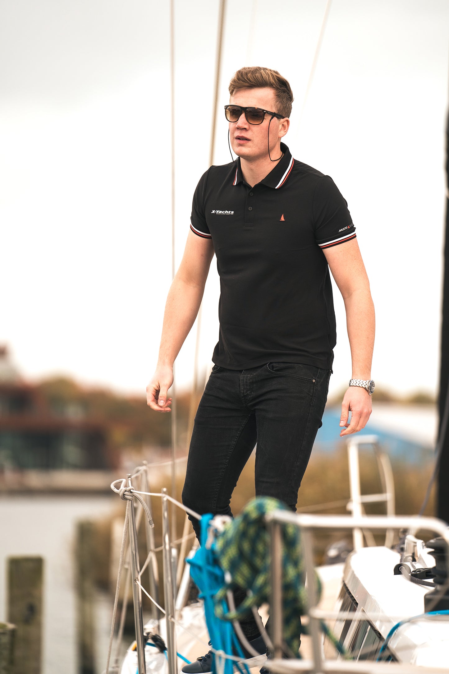 Musto Polo, Black w/stripes, Men
