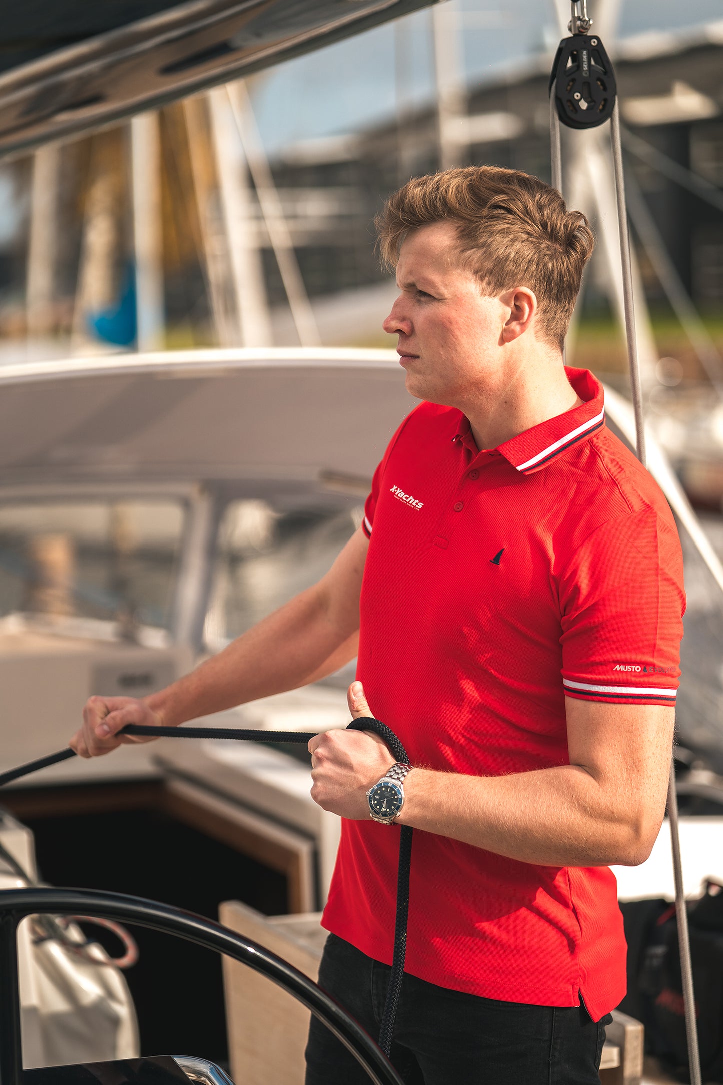 Musto Polo, Red w/stripes, Men