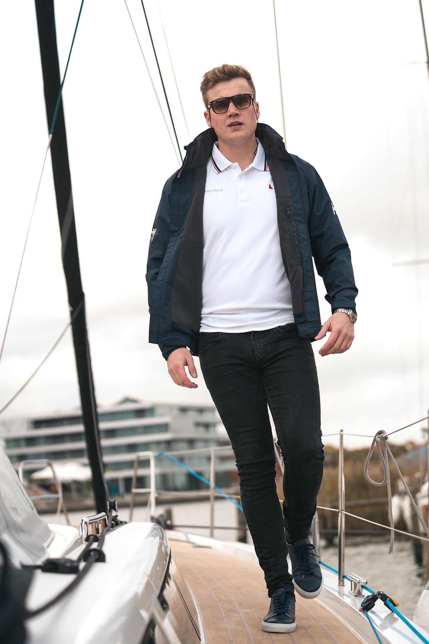 Musto Polo, white w/stripes, Man