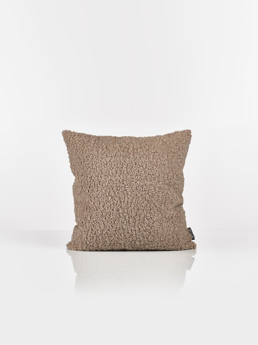 JOY Decorative cushion with fake fur and brushed cotton - Warm Brown (50x50)