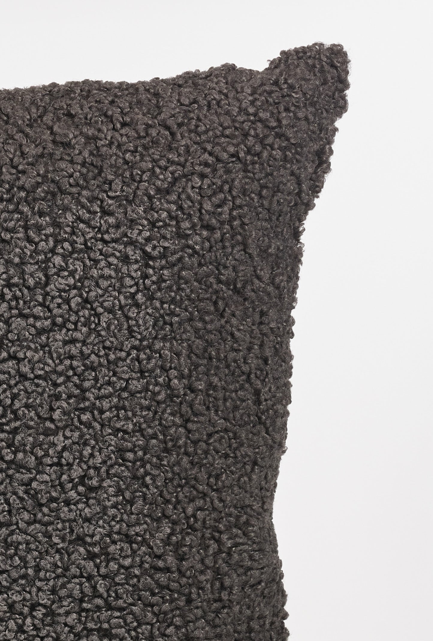 JOY Decorative cushion with fake fur and brushed cotton - Dark Grey (50x50)